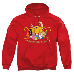 AN OFFCIALLY LICENSED ADVENTURE TIME OUTSTRETCHED ADULT UNISEX PULLOVER HOODIE RED