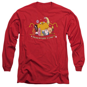 AN OFFCIALLY LICENSED ADVENTURE TIME OUTSTRETCHED MEN'S LONG SLEEVE T-SHIRT RED