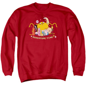 AN OFFCIALLY LICENSED ADVENTURE TIME OUTSTRETCHED ADULT UNISEX CREWNECK SWEATSHIRT RED