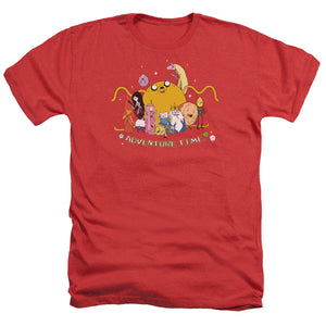 AN OFFCIALLY LICENSED ADVENTURE TIME OUTSTRETCHED MEN'S HEATHER T-SHIRT RED