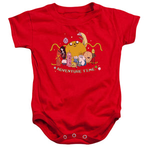 AN OFFCIALLY LICENSED ADVENTURE TIME OUTSTRETCHED BABY BODYSUIT RED
