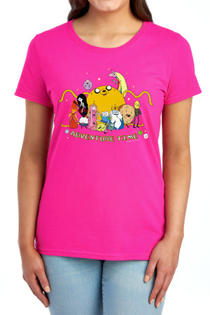 AN OFFCIALLY LICENSED ADVENTURE TIME OUTSTRETCHED WOMEN'S REGULAR FIT T-SHIRT RED
