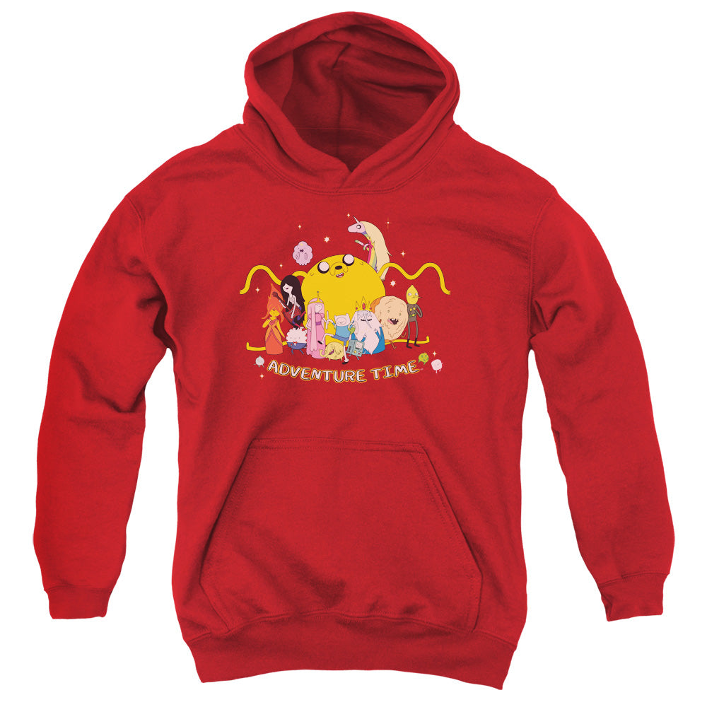 AN OFFCIALLY LICENSED ADVENTURE TIME OUTSTRETCHED YOUTH HOODIE RED
