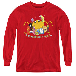 AN OFFCIALLY LICENSED ADVENTURE TIME OUTSTRETCHED YOUTH LONG SLEEVE T-SHIRT RED