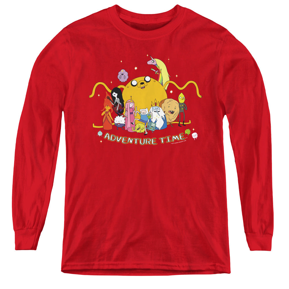 AN OFFCIALLY LICENSED ADVENTURE TIME OUTSTRETCHED YOUTH LONG SLEEVE T-SHIRT RED