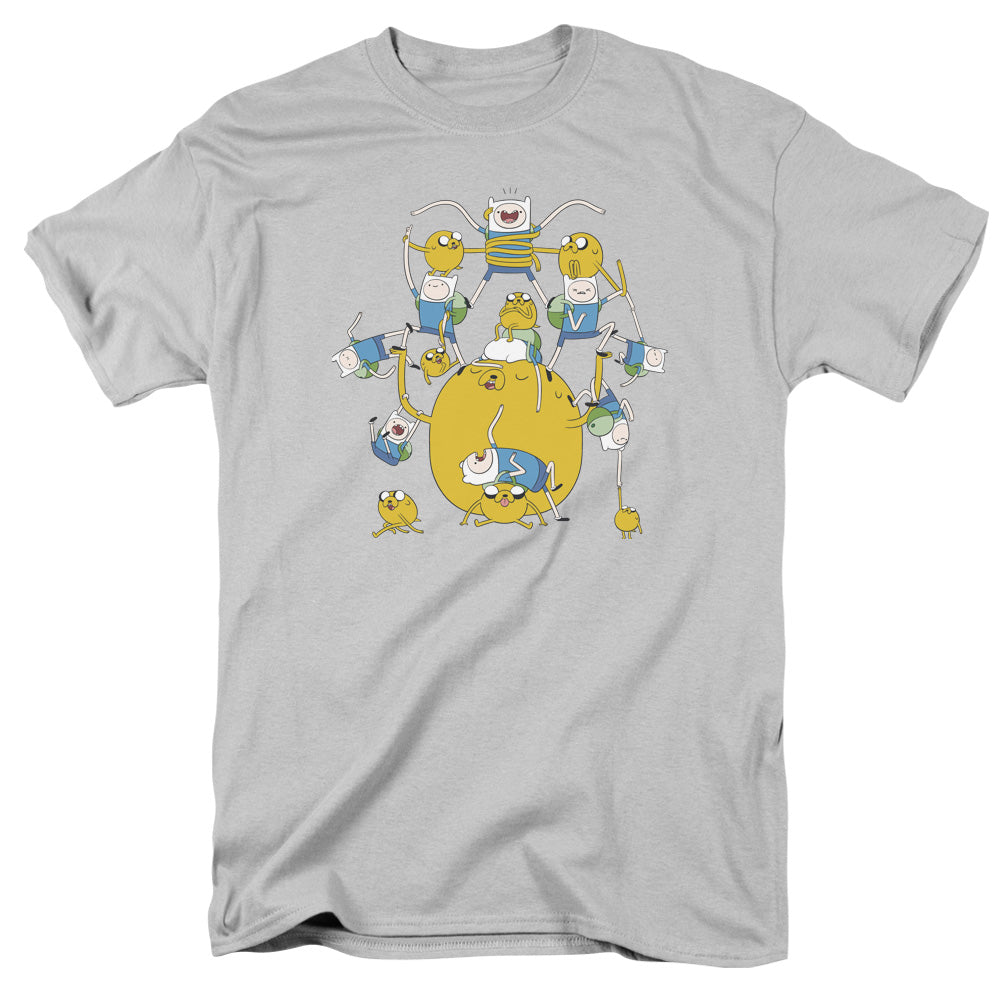 AN OFFCIALLY LICENSED ADVENTURE TIME FINN&JAKE GROUP MEN'S REGULAR FIT T-SHIRT SILVER