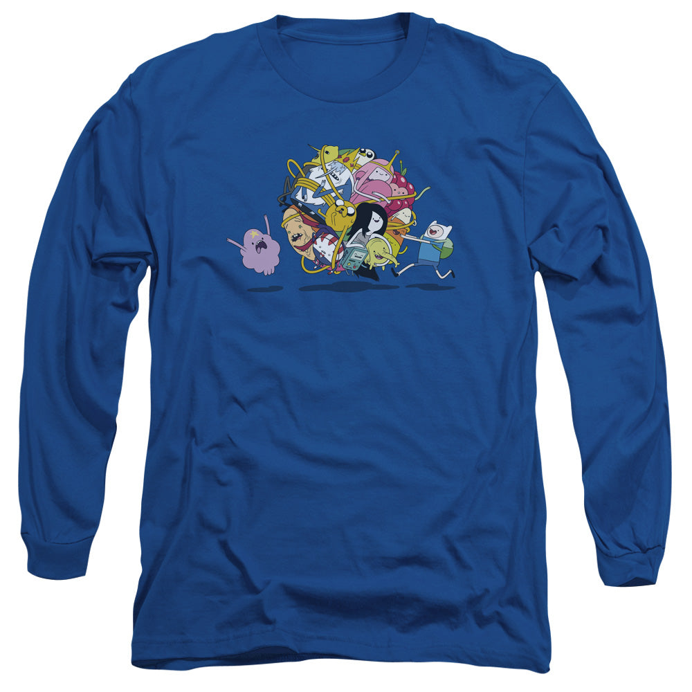 AN OFFCIALLY LICENSED ADVENTURE TIME GLOB BALL MEN'S LONG SLEEVE T-SHIRT ROYAL