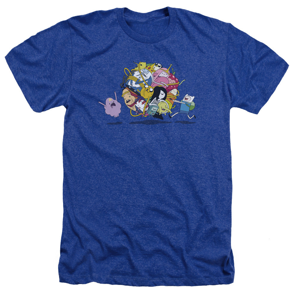 AN OFFCIALLY LICENSED ADVENTURE TIME GLOB BALL MEN'S HEATHER T-SHIRT ROYAL