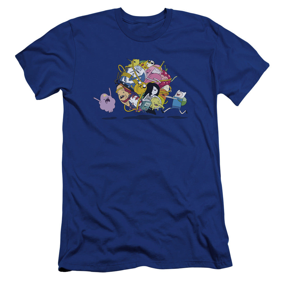 AN OFFCIALLY LICENSED ADVENTURE TIME GLOB BALL MEN'S PREMIUM SLIM FIT T-SHIRT ROYAL