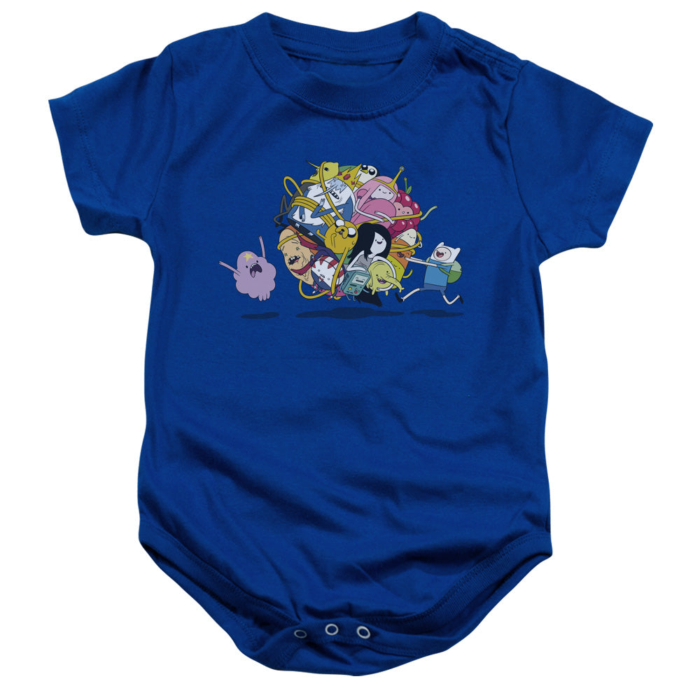 AN OFFCIALLY LICENSED ADVENTURE TIME GLOB BALL BABY BODYSUIT ROYAL