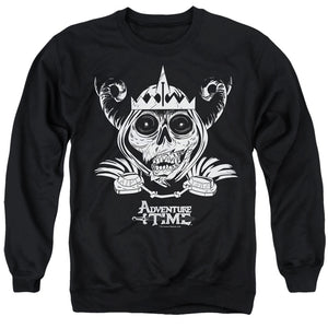 AN OFFCIALLY LICENSED ADVENTURE TIME SKULL FACE ADULT UNISEX CREWNECK SWEATSHIRT BLACK