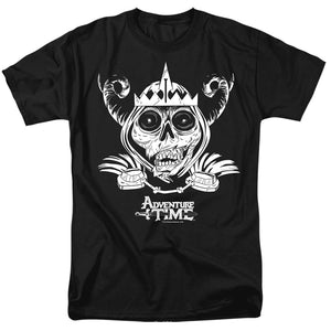 AN OFFCIALLY LICENSED ADVENTURE TIME SKULL FACE MEN'S REGULAR FIT T-SHIRT BLACK