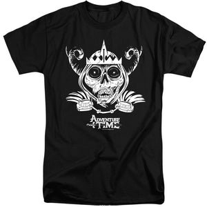 AN OFFCIALLY LICENSED ADVENTURE TIME SKULL FACE MEN'S TALL FIT T-SHIRT BLACK