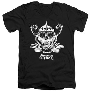 AN OFFCIALLY LICENSED ADVENTURE TIME SKULL FACE MEN'S V-NECK T-SHIRT BLACK