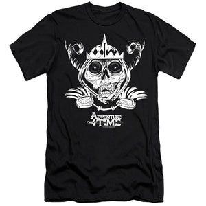 AN OFFCIALLY LICENSED ADVENTURE TIME SKULL FACE MEN'S PREMIUM SLIM FIT T-SHIRT BLACK