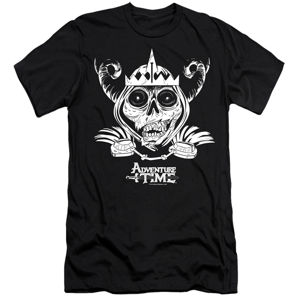 AN OFFCIALLY LICENSED ADVENTURE TIME SKULL FACE MEN'S PREMIUM SLIM FIT T-SHIRT BLACK