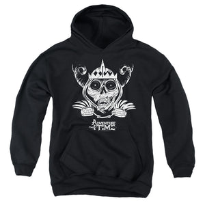 AN OFFCIALLY LICENSED ADVENTURE TIME SKULL FACE YOUTH HOODIE BLACK