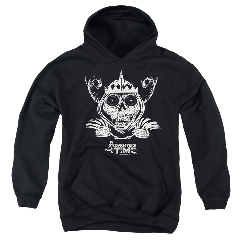 AN OFFCIALLY LICENSED ADVENTURE TIME SKULL FACE YOUTH HOODIE BLACK