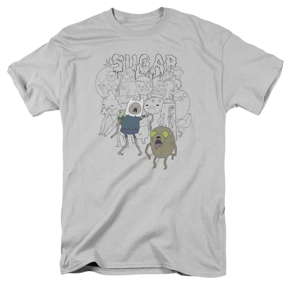 AN OFFCIALLY LICENSED ADVENTURE TIME SUGAR ZOMBIES MEN'S REGULAR FIT T-SHIRT SILVER