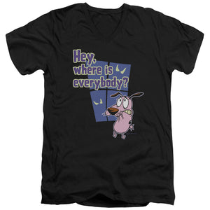 AN OFFCIALLY LICENSED COURAGE WHERE IS EVERYBODY MEN'S V-NECK T-SHIRT BLACK