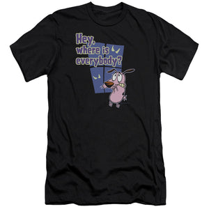 AN OFFCIALLY LICENSED COURAGE WHERE IS EVERYBODY MEN'S PREMIUM SLIM FIT T-SHIRT BLACK