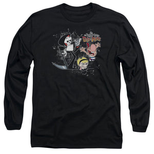 AN OFFCIALLY LICENSED BILLY & MANDY SPLATTER CAST MEN'S LONG SLEEVE T-SHIRT BLACK