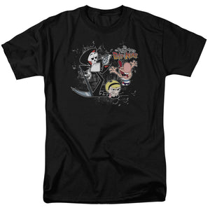 AN OFFCIALLY LICENSED BILLY & MANDY SPLATTER CAST MEN'S REGULAR FIT T-SHIRT BLACK