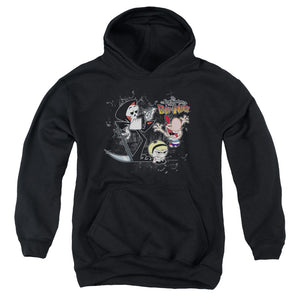 AN OFFCIALLY LICENSED BILLY & MANDY SPLATTER CAST YOUTH HOODIE BLACK