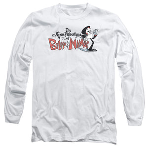 AN OFFCIALLY LICENSED BILLY & MANDY LOGO MEN'S LONG SLEEVE T-SHIRT WHITE