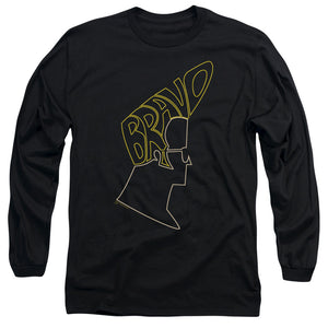 AN OFFCIALLY LICENSED JOHNNY BRAVO BRAVO HAIR MEN'S LONG SLEEVE T-SHIRT BLACK
