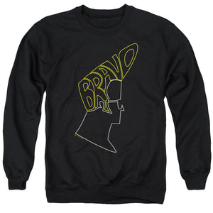 AN OFFCIALLY LICENSED JOHNNY BRAVO BRAVO HAIR ADULT UNISEX CREWNECK SWEATSHIRT BLACK