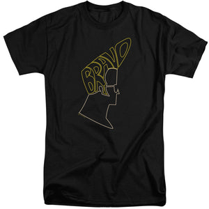 AN OFFCIALLY LICENSED JOHNNY BRAVO BRAVO HAIR MEN'S TALL FIT T-SHIRT BLACK