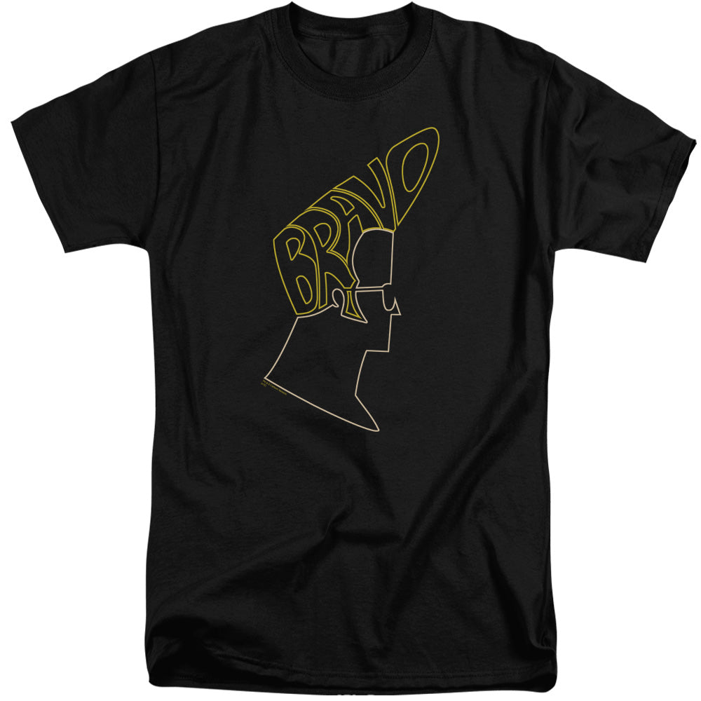 AN OFFCIALLY LICENSED JOHNNY BRAVO BRAVO HAIR MEN'S TALL FIT T-SHIRT BLACK