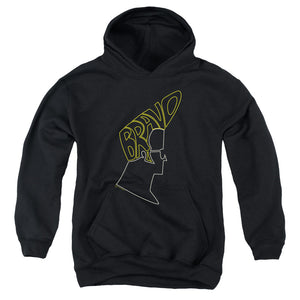 AN OFFCIALLY LICENSED JOHNNY BRAVO BRAVO HAIR YOUTH HOODIE BLACK