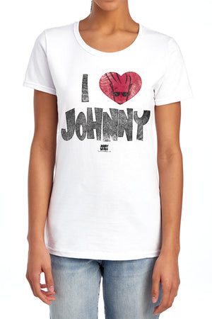AN OFFCIALLY LICENSED JOHNNY BRAVO I HEART JOHNNY WOMEN'S REGULAR FIT T-SHIRT WHITE