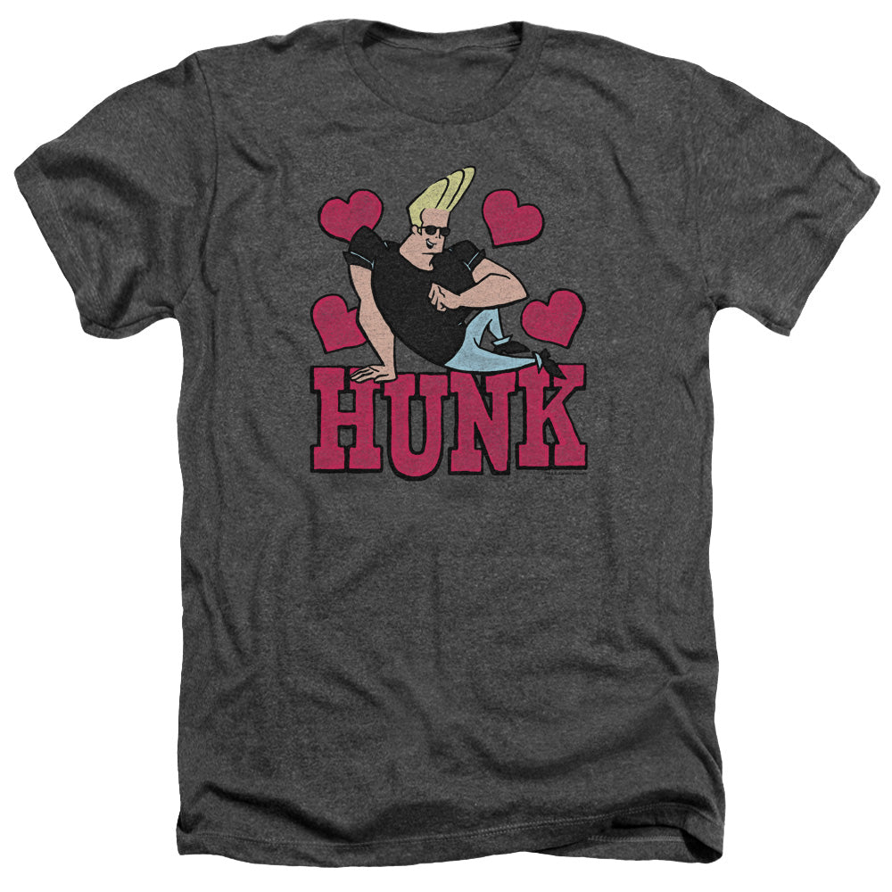 AN OFFCIALLY LICENSED JOHNNY BRAVO HUNK MEN'S HEATHER T-SHIRT CHARCOAL