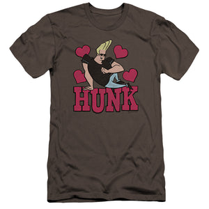 AN OFFCIALLY LICENSED JOHNNY BRAVO HUNK MEN'S PREMIUM SLIM FIT T-SHIRT CHARCOAL