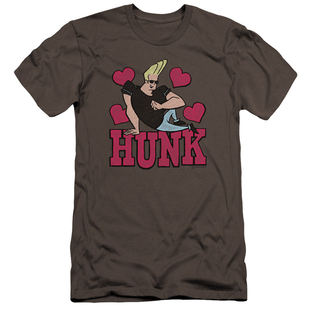 AN OFFCIALLY LICENSED JOHNNY BRAVO HUNK MEN'S PREMIUM SLIM FIT T-SHIRT CHARCOAL