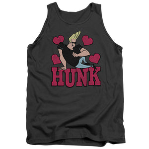 AN OFFCIALLY LICENSED JOHNNY BRAVO HUNK ADULT UNISEX TANK TOP CHARCOAL