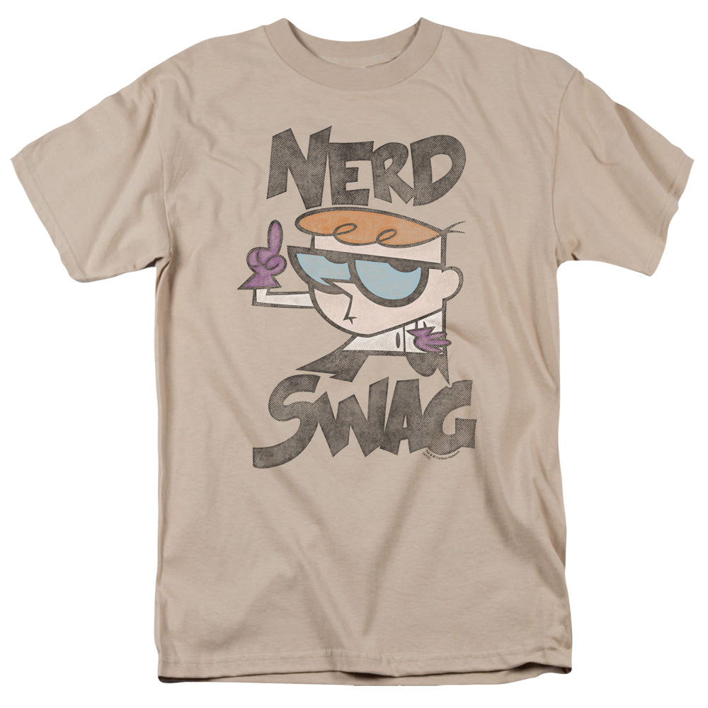 AN OFFCIALLY LICENSED DEXTERS LABORATORY NERD SWAG MEN'S REGULAR FIT T-SHIRT SAND