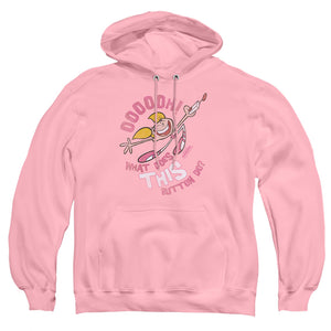 AN OFFCIALLY LICENSED DEXTERS LABORATORY BUTTON ADULT UNISEX PULLOVER HOODIE PINK