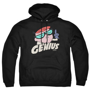 AN OFFCIALLY LICENSED DEXTERS LABORATORY GENIUS ADULT UNISEX PULLOVER HOODIE BLACK