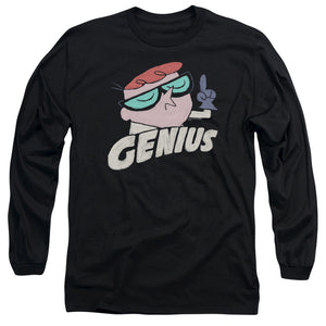 AN OFFCIALLY LICENSED DEXTERS LABORATORY GENIUS MEN'S LONG SLEEVE T-SHIRT BLACK