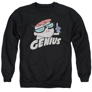 AN OFFCIALLY LICENSED DEXTERS LABORATORY GENIUS ADULT UNISEX CREWNECK SWEATSHIRT BLACK