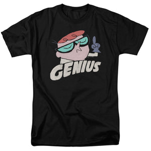 AN OFFCIALLY LICENSED DEXTERS LABORATORY GENIUS MEN'S REGULAR FIT T-SHIRT BLACK