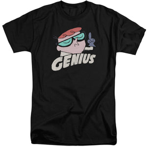 AN OFFCIALLY LICENSED DEXTERS LABORATORY GENIUS MEN'S TALL FIT T-SHIRT BLACK