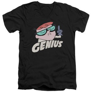 AN OFFCIALLY LICENSED DEXTERS LABORATORY GENIUS MEN'S V-NECK T-SHIRT BLACK