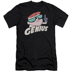 AN OFFCIALLY LICENSED DEXTERS LABORATORY GENIUS MEN'S PREMIUM SLIM FIT T-SHIRT BLACK