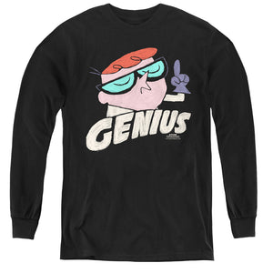 AN OFFCIALLY LICENSED DEXTERS LABORATORY GENIUS YOUTH LONG SLEEVE T-SHIRT BLACK