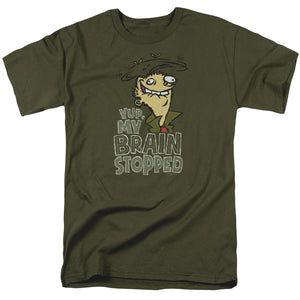 AN OFFCIALLY LICENSED ED EDD N EDDY BRAIN DEAD ED MEN'S REGULAR FIT T-SHIRT MILITARY GREEN